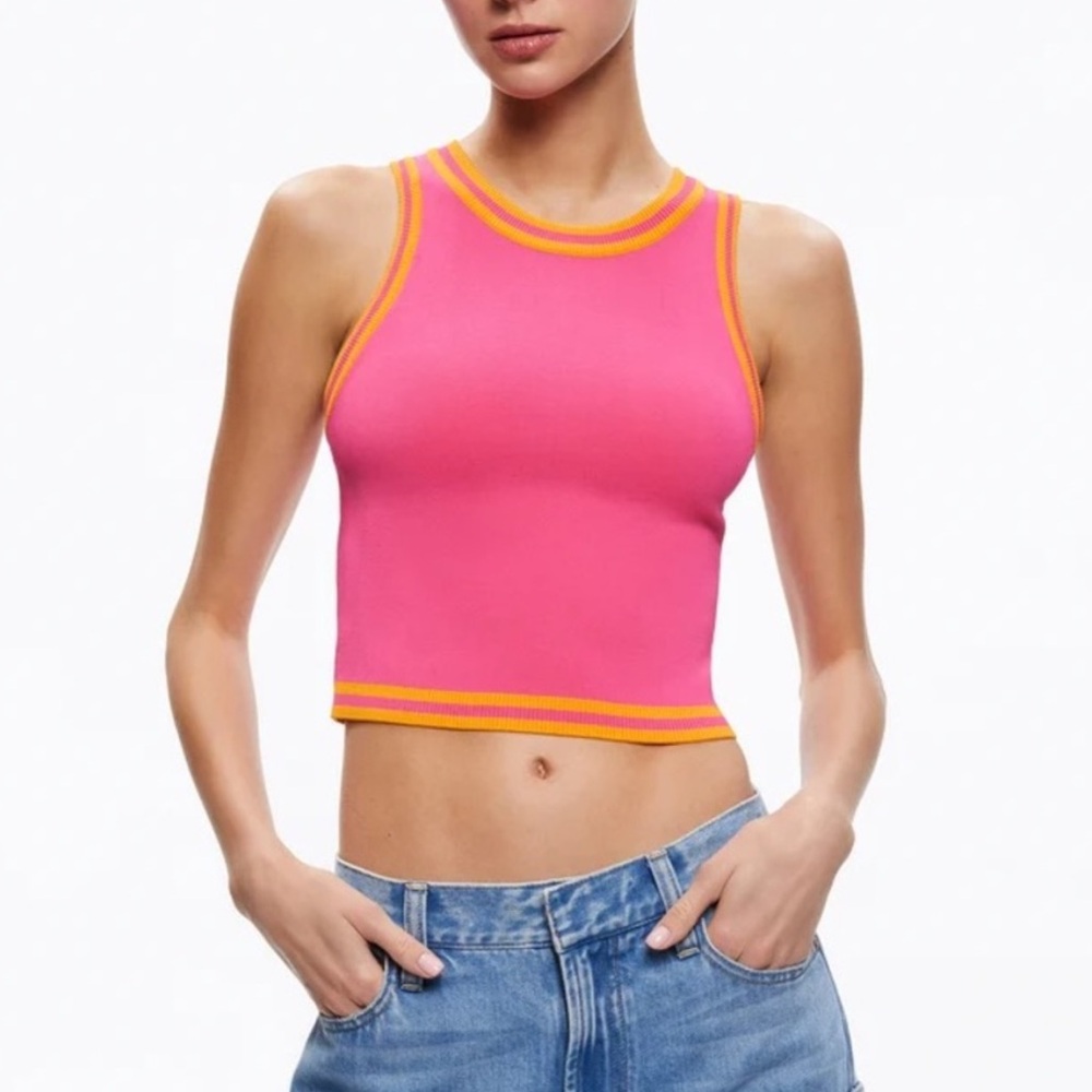 Alice and Olivia Rydel Cropped Tank- pink and orange